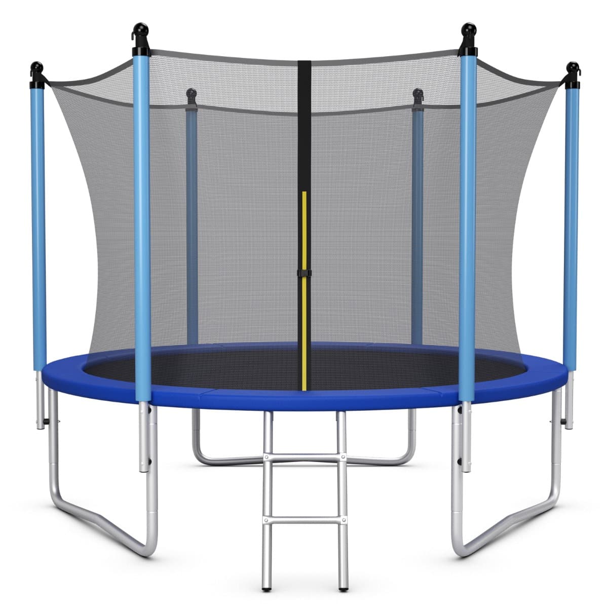 CostwayTrampoline Extérieur ø244cm Echelle Filet de Sécurité Tapis de Saut Tuyau Galvanisé Antirouille pour Enfants Charge 80 kg