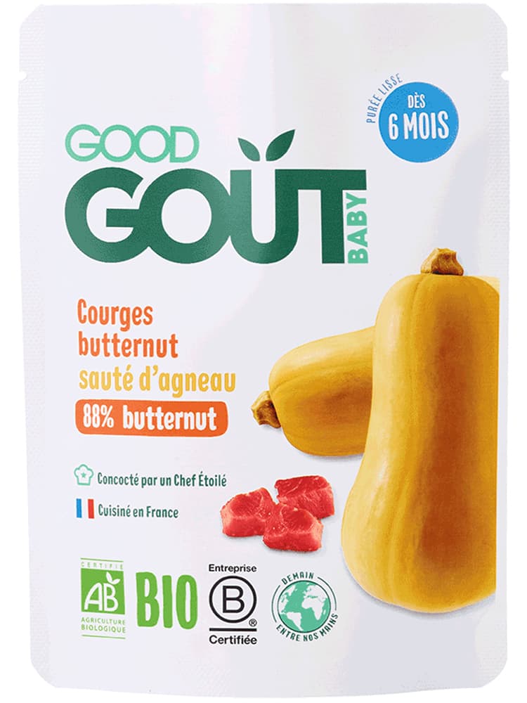 Sauté de Courge Butternut à l'Agneau Bio pour Bébé dès 6 Mois 190 g