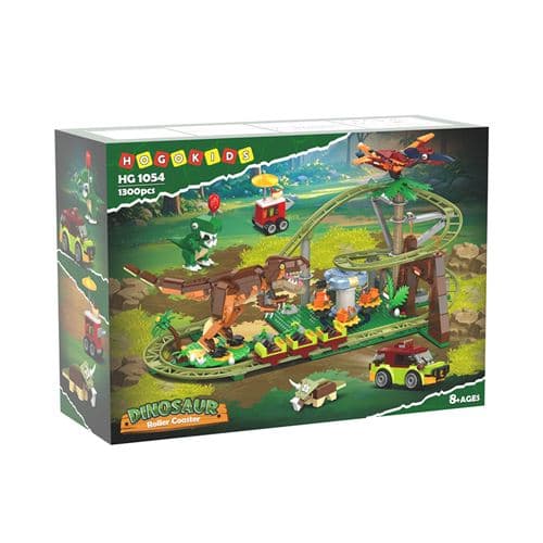 Circuit Montagnes Russes Dinosaures à Construire – Kit HOGOKIDS avec Piste, Véhicule, Dinos, Jungle et Oeufs – Jouet Créatif Enfant 8-12 Ans